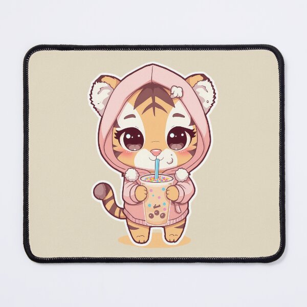 Item preview, Cute Chibi Baby Tiger with Bubble Tea | Kawaii Pastel Hoodie Animal Art designed and sold by PawxelArt.