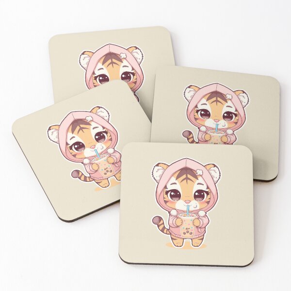 Item preview, Cute Chibi Baby Tiger with Bubble Tea | Kawaii Pastel Hoodie Animal Art designed and sold by PawxelArt.