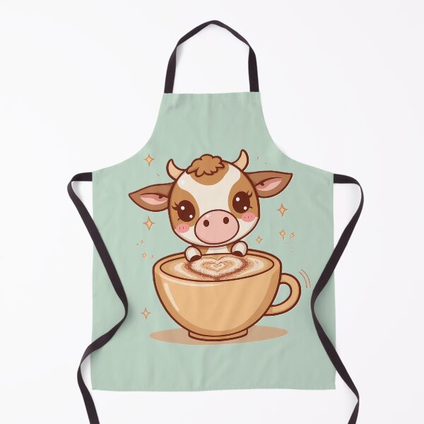 Artikelvorschau, Süße Kawaii Kuh macht Latte Art | Gemütliches Kaffee-Pastell-Cartoon-Design entworfen und verkauft von PawxelArt.
