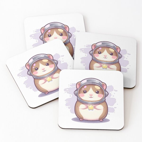 Item preview, Chubby Kawaii Hamster in Space Helmet Holding Star – Cute Pastel Neon Space Art designed and sold by PawxelArt.