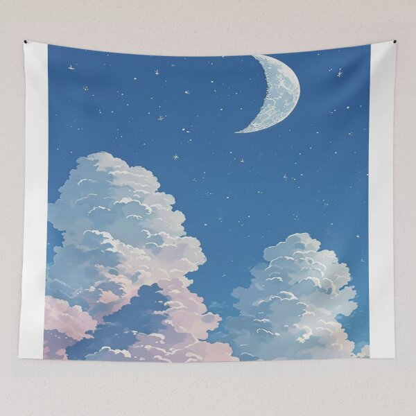 Item preview, Clouds with crescent moon background designed and sold by saly55887.