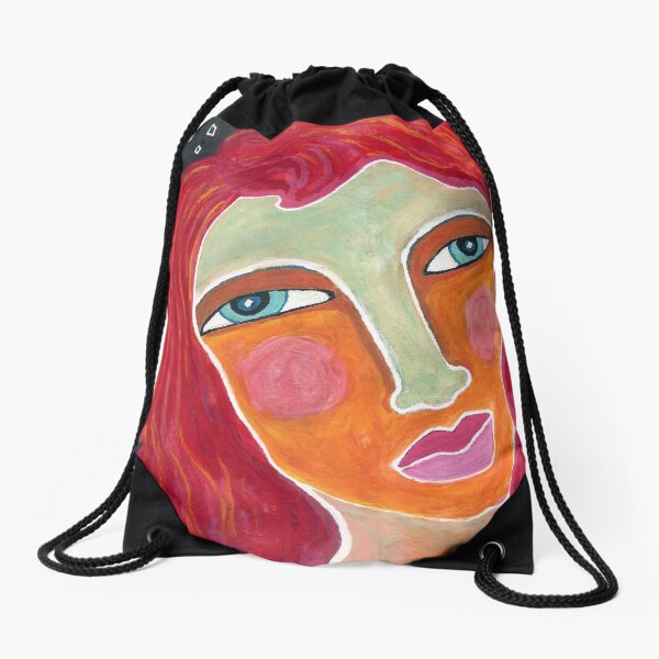 Red on a Starry Night Drawstring Bag