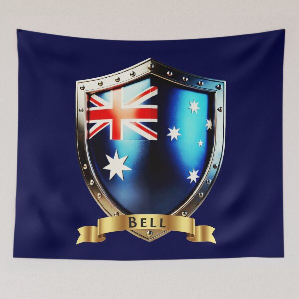 Artikelvorschau, Wappen der australischen Familie Bell, traditionelles Wappen der Stärke entworfen und verkauft von Highlandkings.