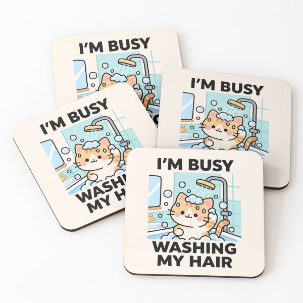 Item preview, I'm busy washing my hair, cat designed and sold by Bird-and-Barnes.