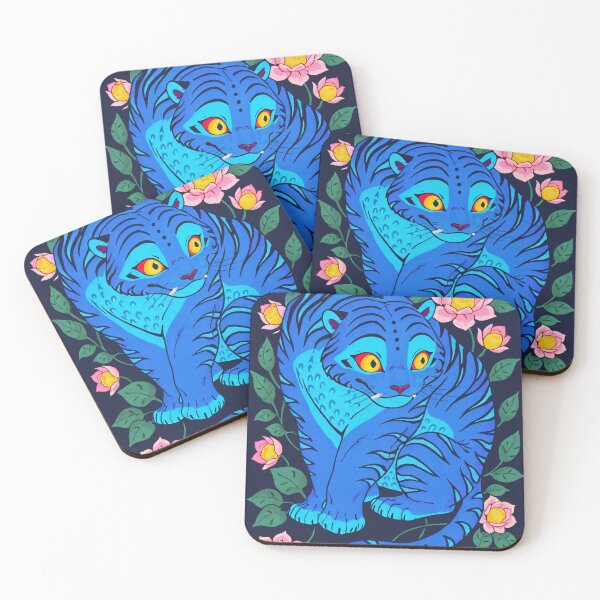 Item preview, kpop blue tiger japanese floral art designed and sold by LgndryPhoenix.