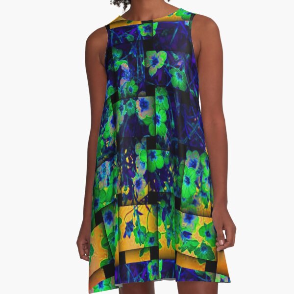 Floral design on weave pattern A-Line Dress