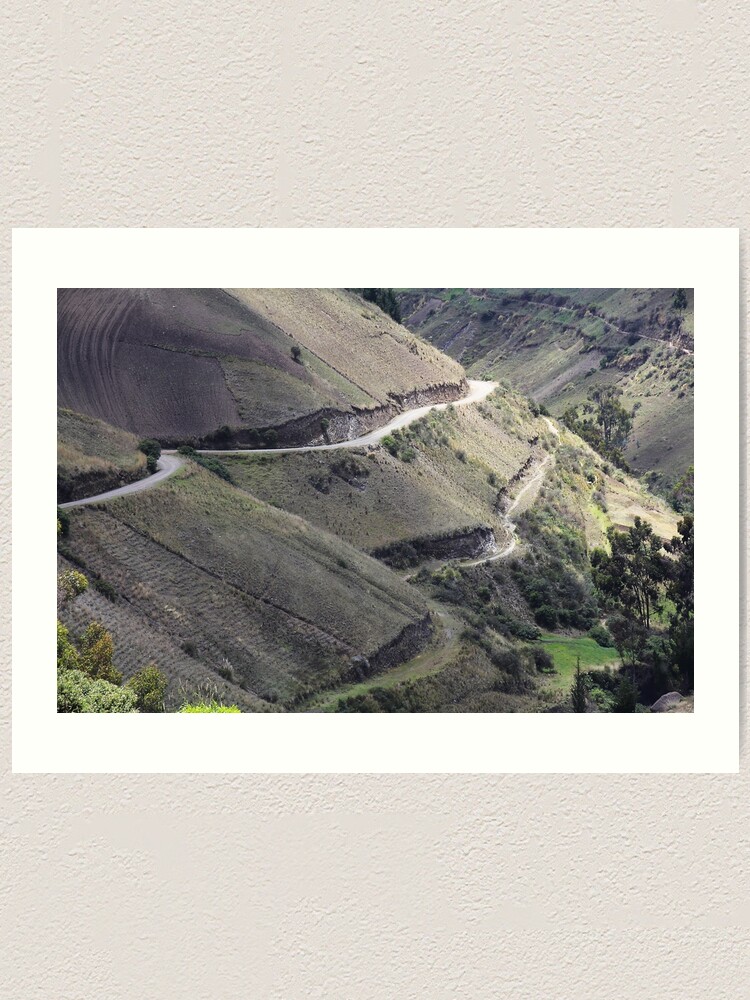 Alternate view of Roads carved into Ecuador rural hillside Art Print