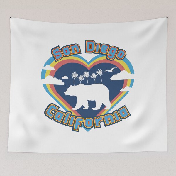 Item preview, San Diego California Bear Hearts in Blue on White designed and sold by Holy Coast Threads (Formerly ChristianFlower).