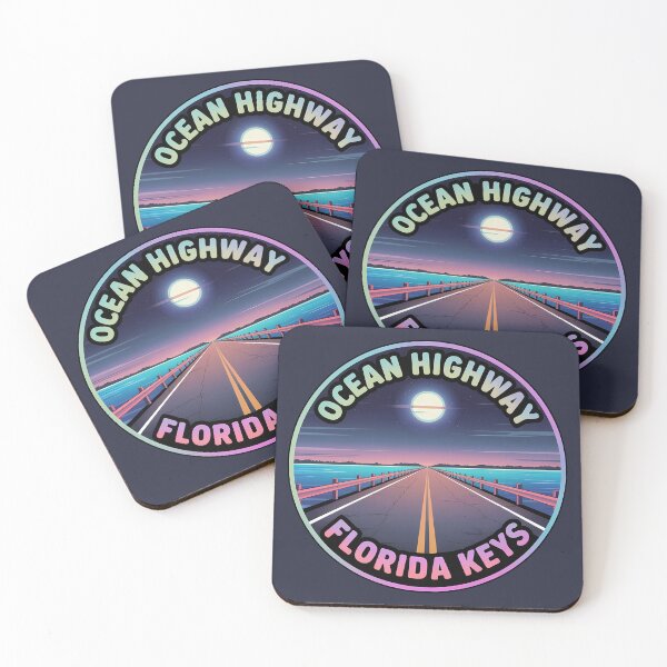 Item preview, Ocean Highway Florida Keys – Neon Night Immersive Sticker designed and sold by Horizon Tales.