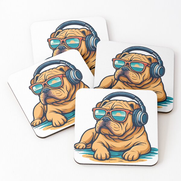 Item preview, Cool Bulldog at the Beach – Cartoon Style designed and sold by Royalsticker.