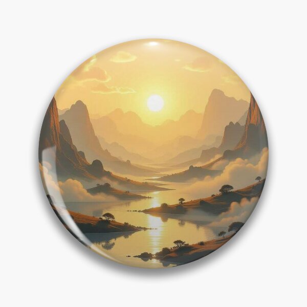 Item preview, Golden Silence – sunset over mountains and river, full of light poetry and calm natural power designed and sold by FotoworldEdel.