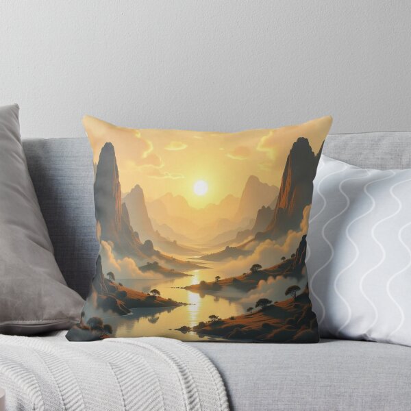 Item preview, Golden Silence – sunset over mountains and river, full of light poetry and calm natural power designed and sold by FotoworldEdel.