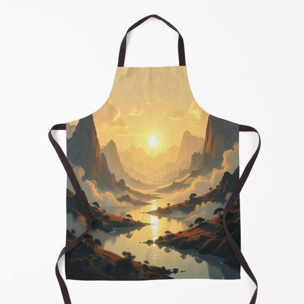 Item preview, Golden Silence – sunset over mountains and river, full of light poetry and calm natural power designed and sold by FotoworldEdel.