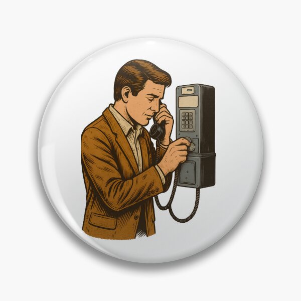 Item preview, Retro Payphone Caller – Vintage Public Telephone Illustration designed and sold by VDekDesigns.
