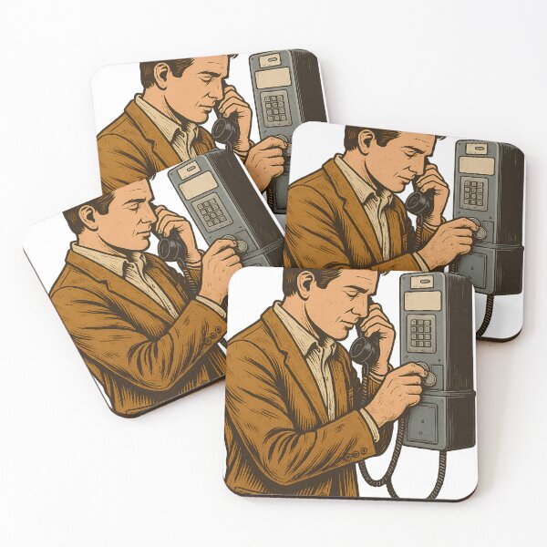 Item preview, Retro Payphone Caller – Vintage Public Telephone Illustration designed and sold by VDekDesigns.