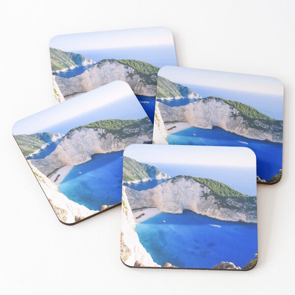 Item preview, Aerial view of Navagio bay, beach, and famous shipwreck on Zakynthos island, Greece seascape color photographic art print designed and sold by Jéanpaul  Ferro.