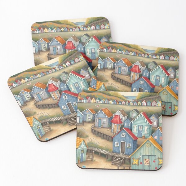 Item preview, Dover whimsical coast colorful beach huts designed and sold by Ponted.