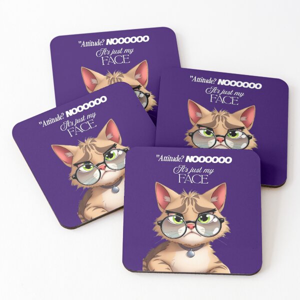 Item preview, Attitude? Nooo, It’s Just My Face – Funny Cat Quote designed and sold by Red White Blue Studio.