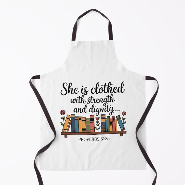 Item preview, She Is Clothed with Strength and Dignity | Proverbs 31:25 Scripture Design | Christian Floral Bookshelf Art designed and sold by HahaHandlesHub.