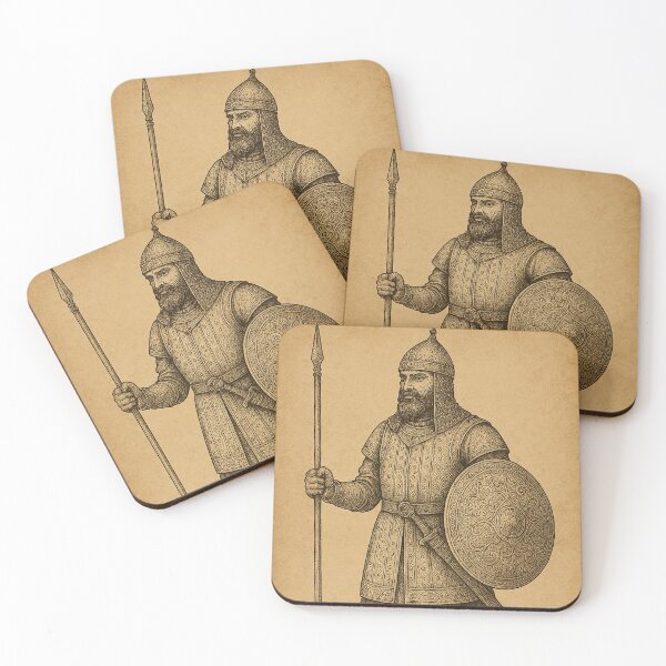 Item preview, Medieval Spearman with Shield Vintage Illustration designed and sold by photoparadise22.