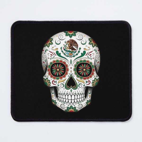 Item preview, Intricate Sugar Skull Mexican Flag Art Print designed and sold by Amelia Design.