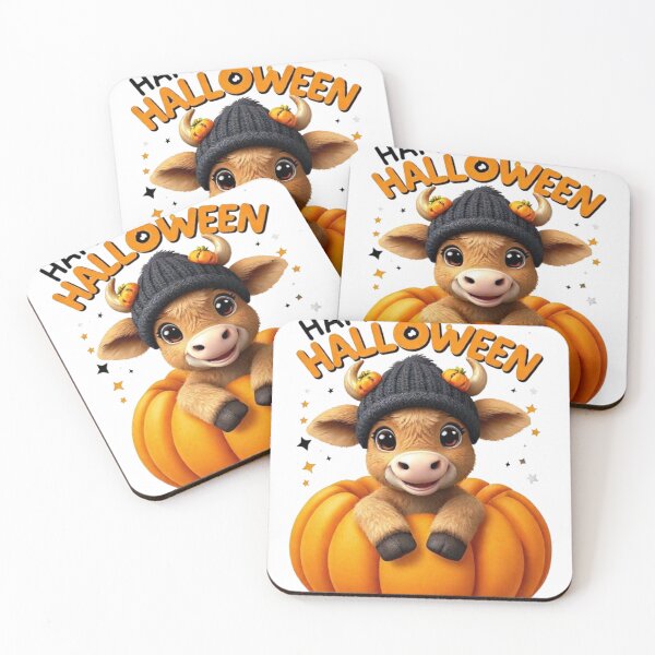 Item preview, Happy Halloween Highland Cow – Cute Pumpkin Cartoon Design designed and sold by Bohospiritart.