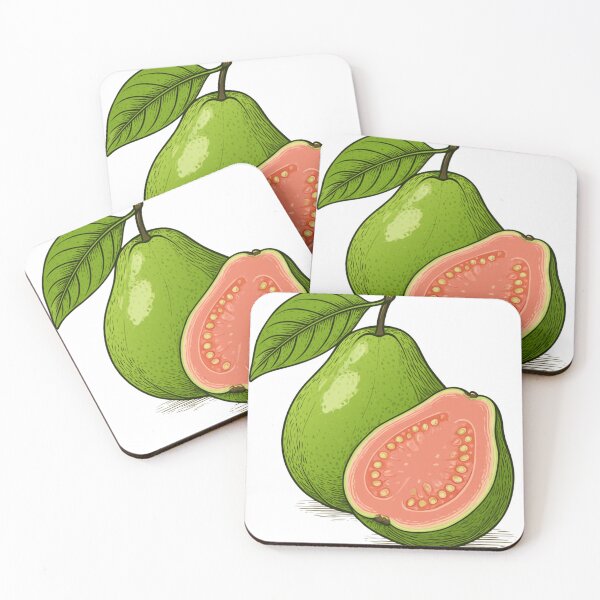Item preview, Hand-Drawn Guava Fruit Illustration – Whole and Sliced Pink Guava designed and sold by Royalsticker.