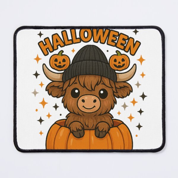 Item preview, Happy Halloween Highland Cow – Cute Pumpkin Cartoon Design designed and sold by Bohospiritart.