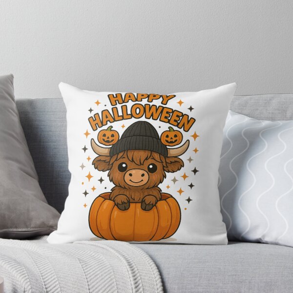 Item preview, Happy Halloween Highland Cow – Cute Pumpkin Cartoon Design designed and sold by Bohospiritart.