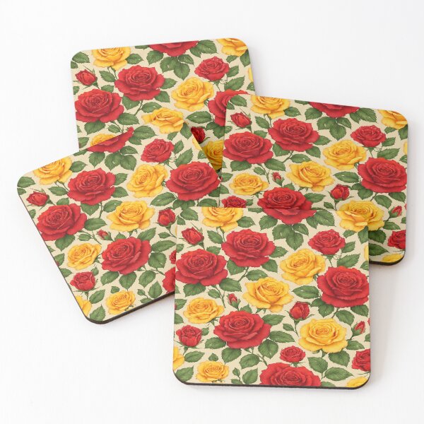 Item preview, Seamless Red & Yellow Rose Pattern – Vintage Floral Wallpaper Design designed and sold by nigejohn.