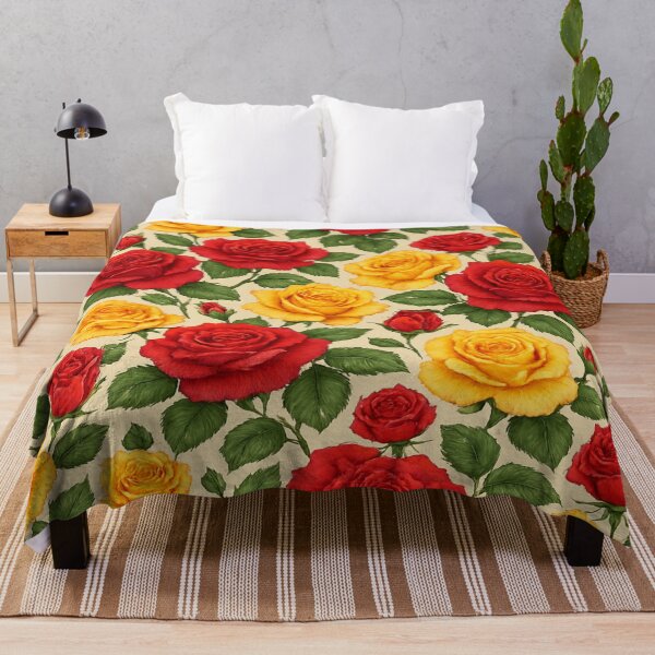 Item preview, Seamless Red & Yellow Rose Pattern – Vintage Floral Wallpaper Design designed and sold by nigejohn.