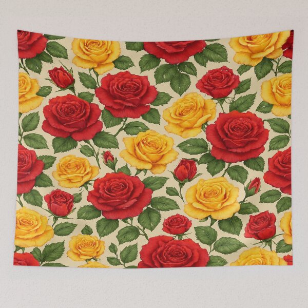 Item preview, Seamless Red & Yellow Rose Pattern – Vintage Floral Wallpaper Design designed and sold by nigejohn.