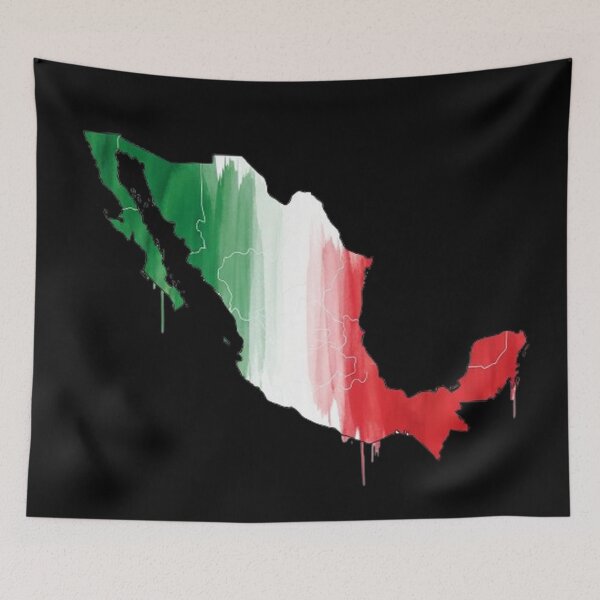 Item preview, Watercolor Mexico Map Flag Outline Design designed and sold by Amelia Design.