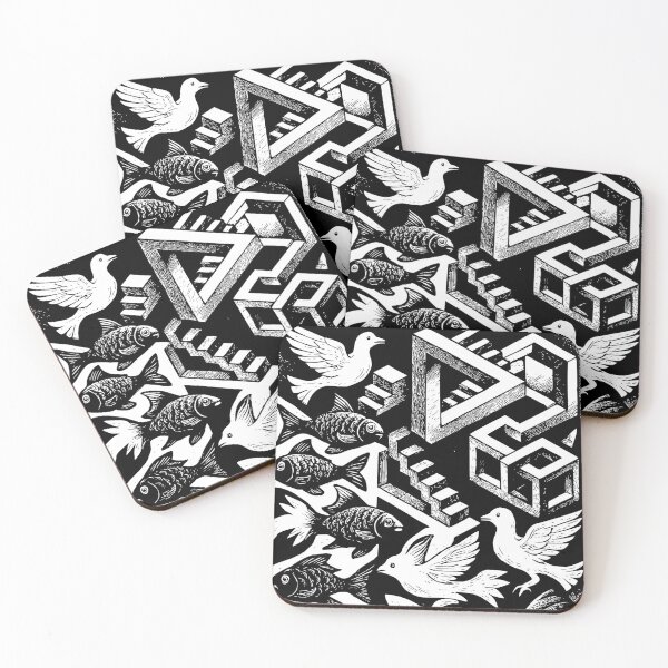 Item preview, Escher-Inspired Optical Illusion – Birds and Fish designed and sold by GestaltTees.