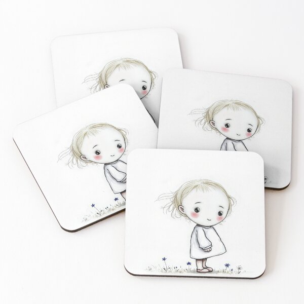 Item preview, Little Girl Sketch Standing In Grass and Flowers designed and sold by Maria Dryfhout.