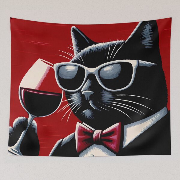 Item preview, Black Cat and Red Wine designed and sold by Visual Nomad Club.