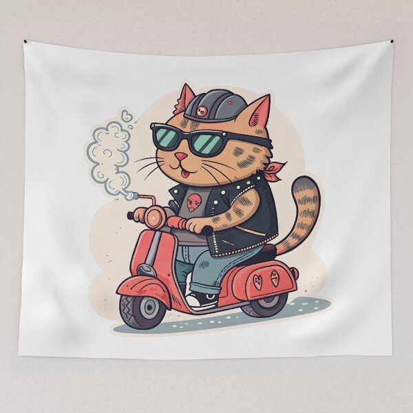 Item preview, Biker Cat on Scooter designed and sold by Fadi Alyaldani.