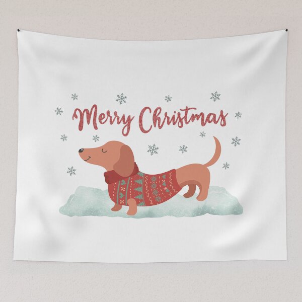 Item preview, Merry Christmas wiener dog at the snow designed and sold by Nala&Abby Designs.