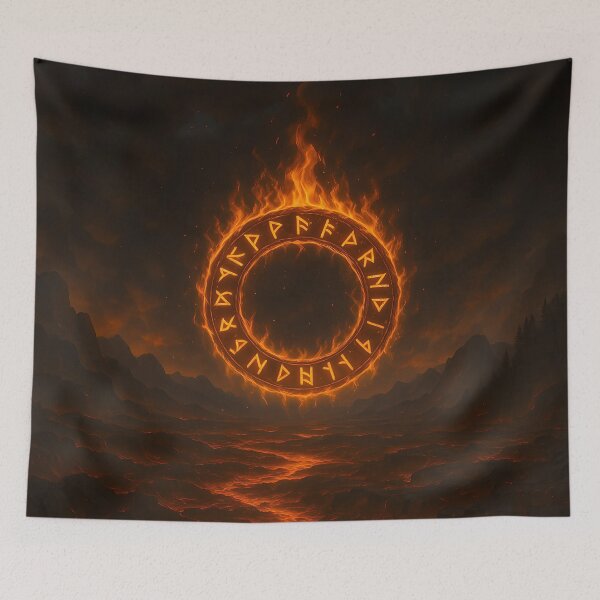 Item preview, Rune Circle of Fire – Flaming Nordic Portal designed and sold by NorseDrip.