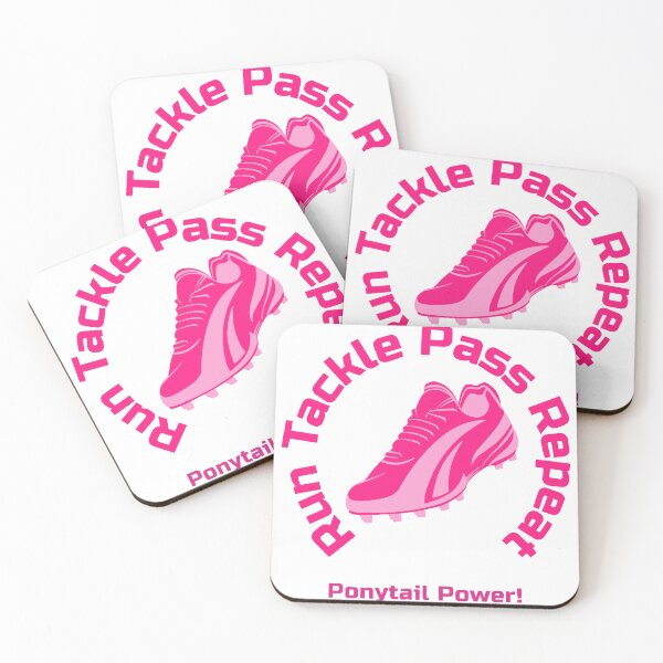 Item preview, Run Tackle Pass Repeat Ponytail Power Girls Soccer Women's Football designed and sold by WhackingTax.