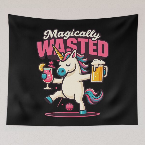Item preview, Funny Party Unicorn with Beer and Cocktail – Magical Wasted Unicorn Drinking T-Shirt designed and sold by DrawHandArt.