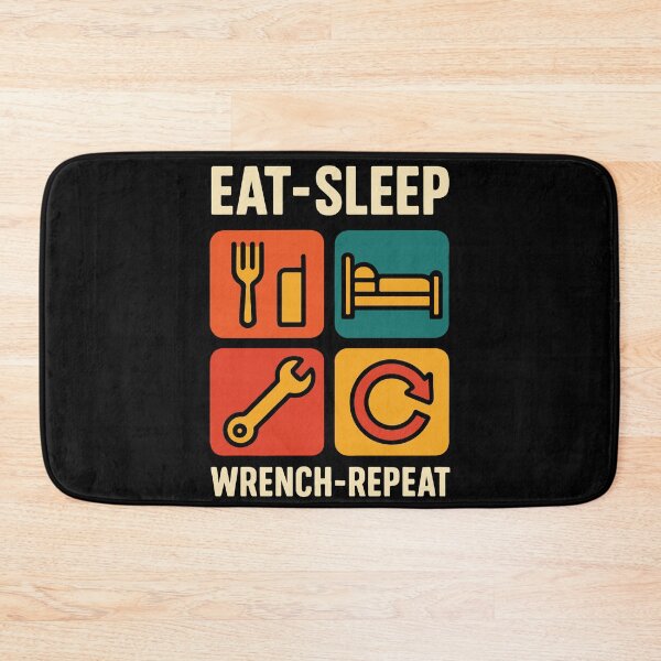 Item preview, Eat Sleep Wrench Repeat Garage Mechanic Funny designed and sold by LuminOrb.