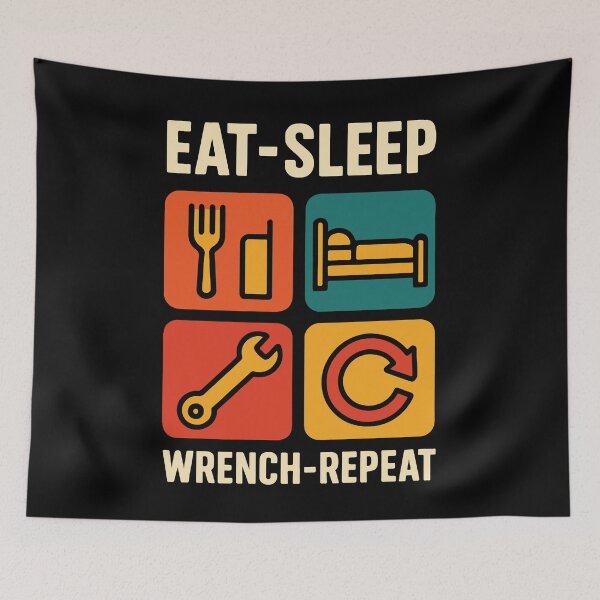 Item preview, Eat Sleep Wrench Repeat Garage Mechanic Funny designed and sold by LuminOrb.