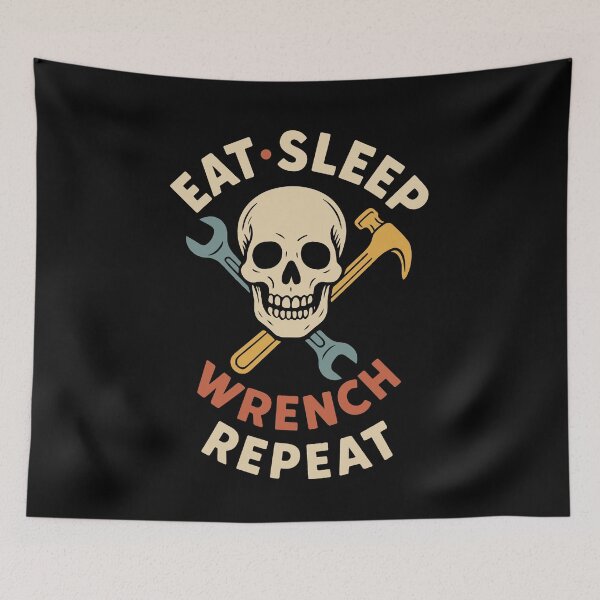 Item preview, Eat Sleep Wrench Repeat Garage Mechanic Funny designed and sold by LuminOrb.