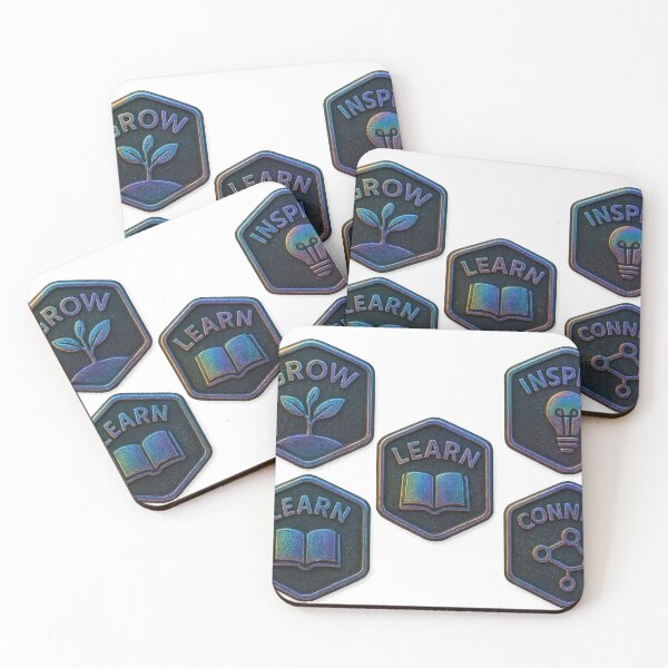 Item preview, Hexagonal Badges with Metallic Iridescent Finishes and Icons designed and sold by Creative88Art.