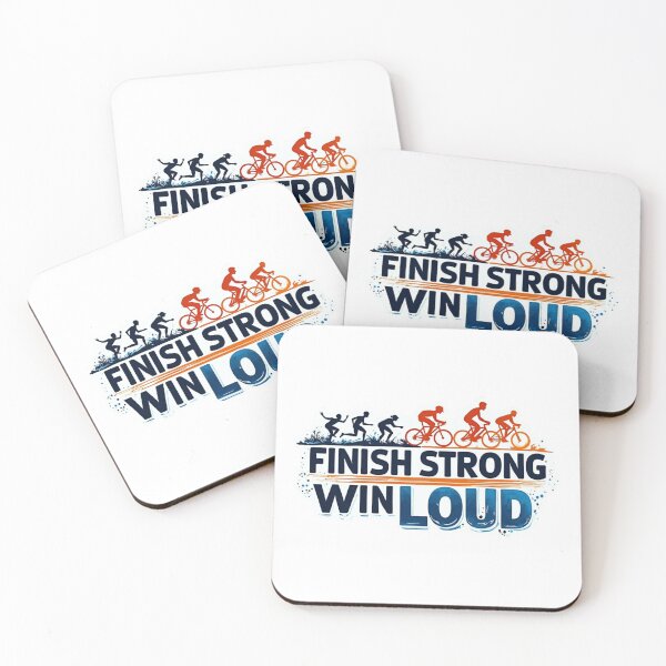 Item preview, FINISH STRONG, WIN LOUD – Triathlon Motivation Sticker designed and sold by Triathlongram.