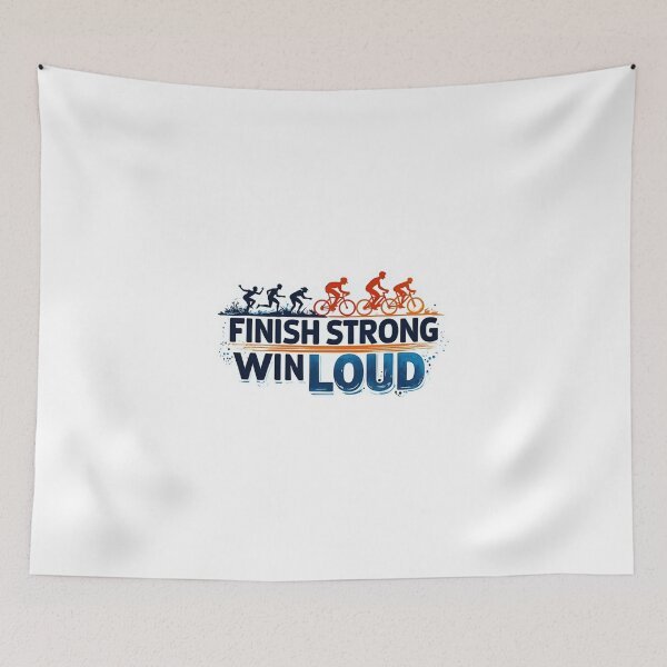 Item preview, FINISH STRONG, WIN LOUD – Triathlon Motivation Sticker designed and sold by Triathlongram.