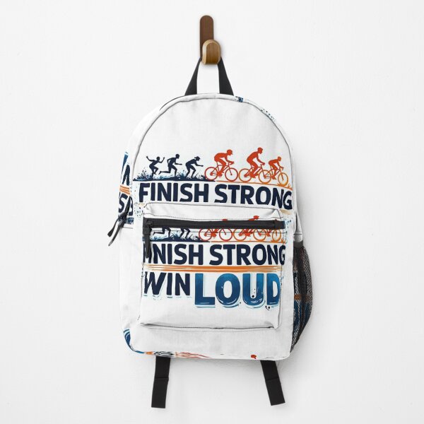 Item preview, FINISH STRONG, WIN LOUD – Triathlon Motivation Sticker designed and sold by Triathlongram.