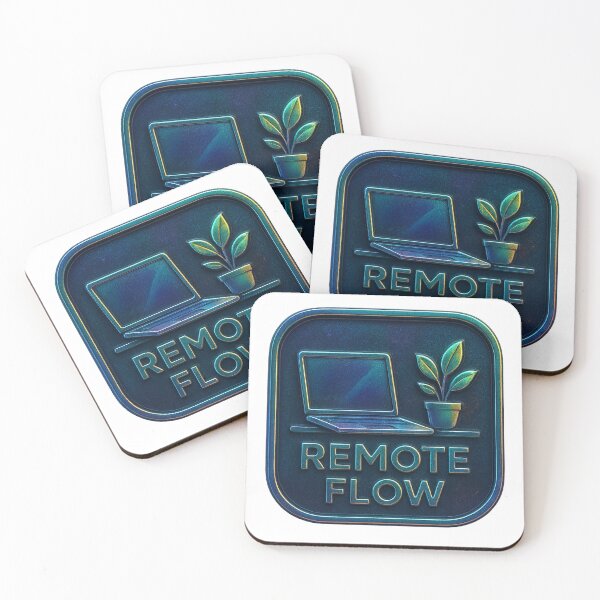 Item preview, Gradient Metallic Icon of Laptop and Plant with Remote Flow Text designed and sold by Creative88Art.