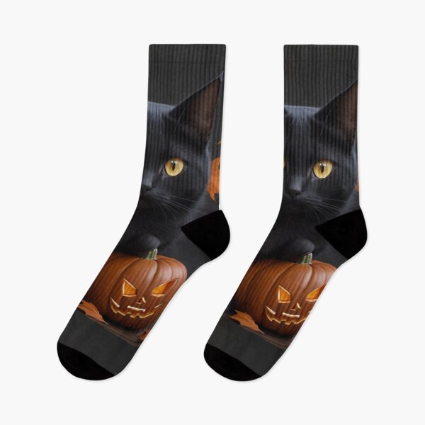 Item preview, Cute Halloween black cat jack-o-lantern autumn leaves designed and sold by hollycooper.